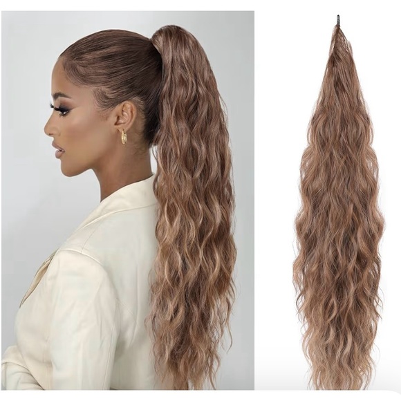 Other - Wrap-Around Ponytail Extension | Long Wavy | Highlights 26” | Medium Brown | New